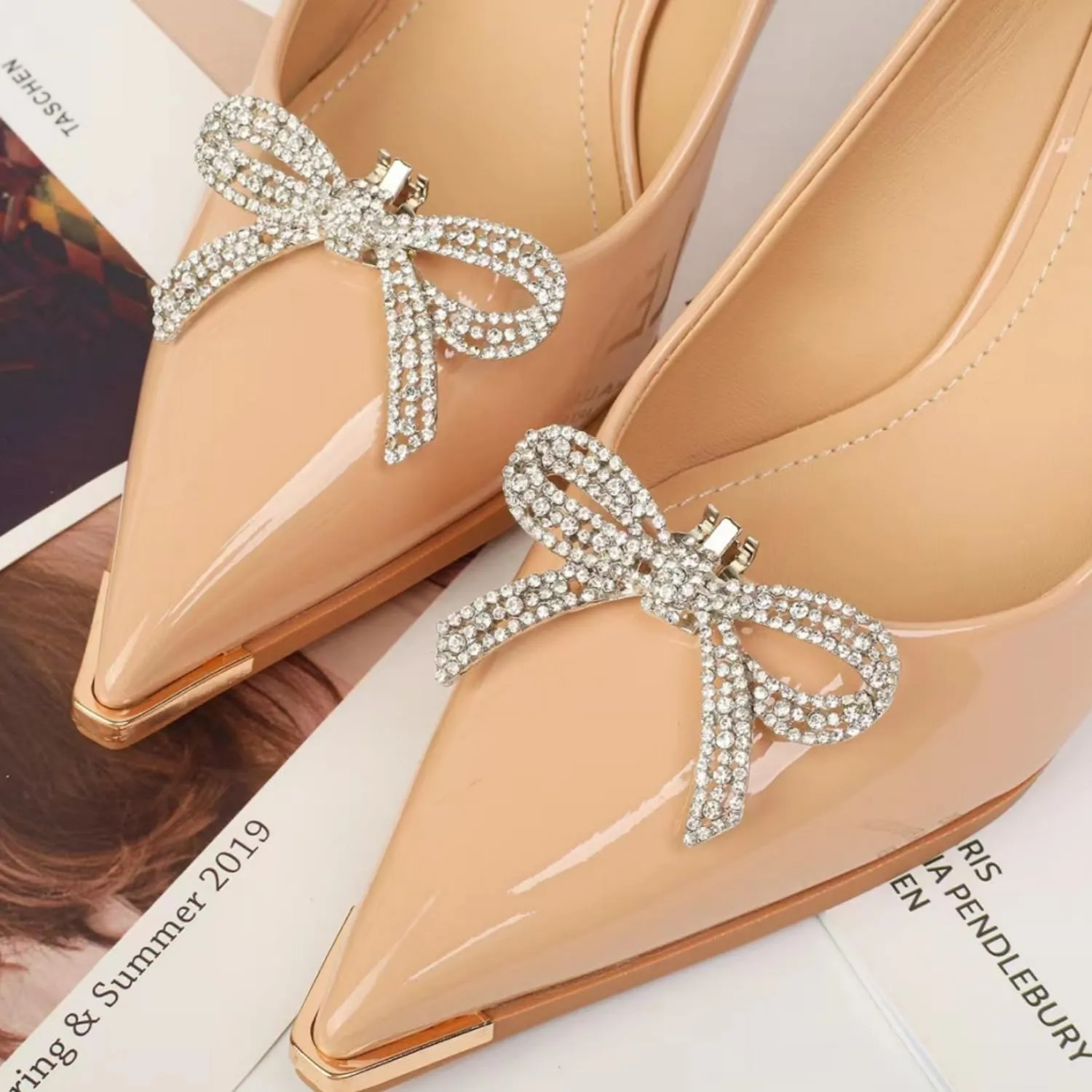 14 Pcs Rhinestone Bow Shoe Clips Shoe Buckle Classic Decorative Bow Clips For Shoes Elegant Removable Shoe Charms For Women Shoes Accessories For Women Clip On Wedding Shoe Jewelry Embellishments