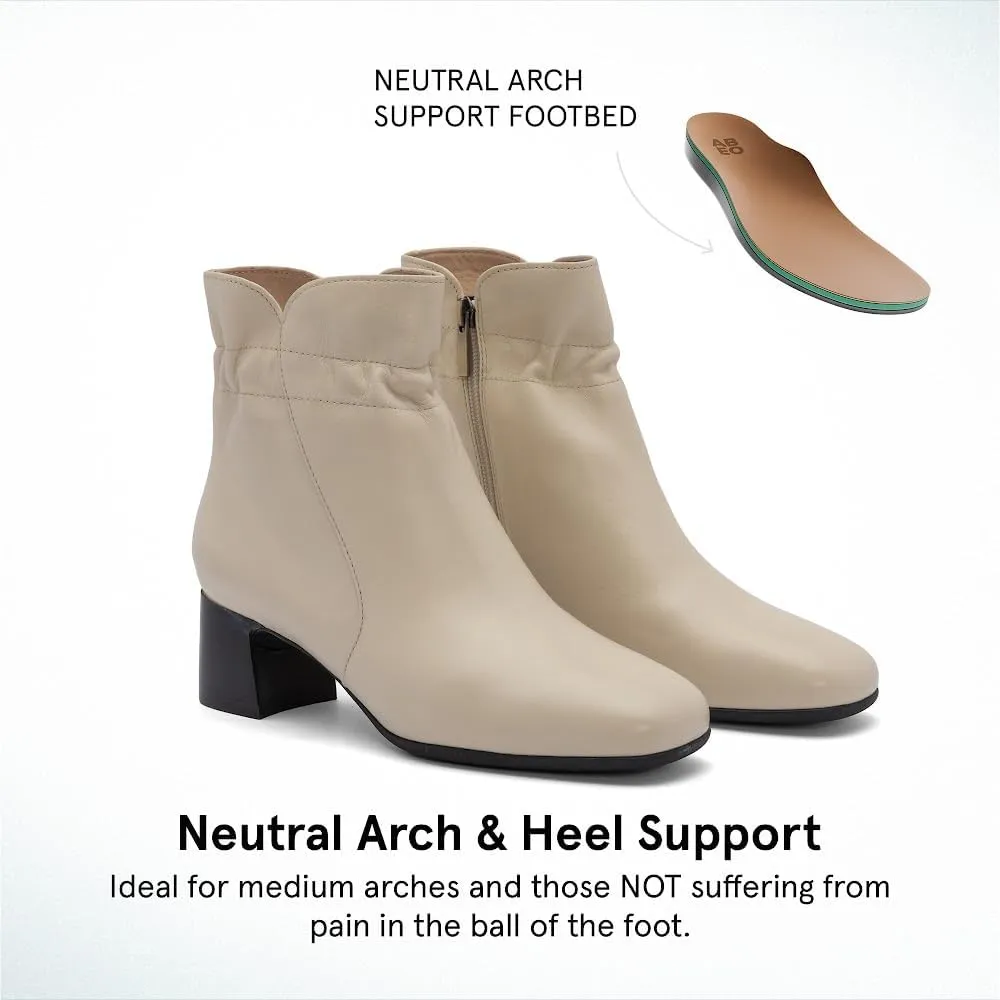 ABEO Avenue Mid Ankle Booties for Women | Fall Boots for Women | Water Resistant Leather | Built-In Orthotic Insole