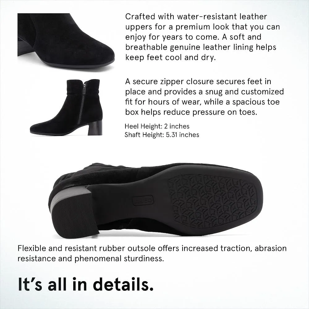 ABEO Avenue Mid Ankle Booties for Women | Fall Boots for Women | Water Resistant Leather | Built-In Orthotic Insole