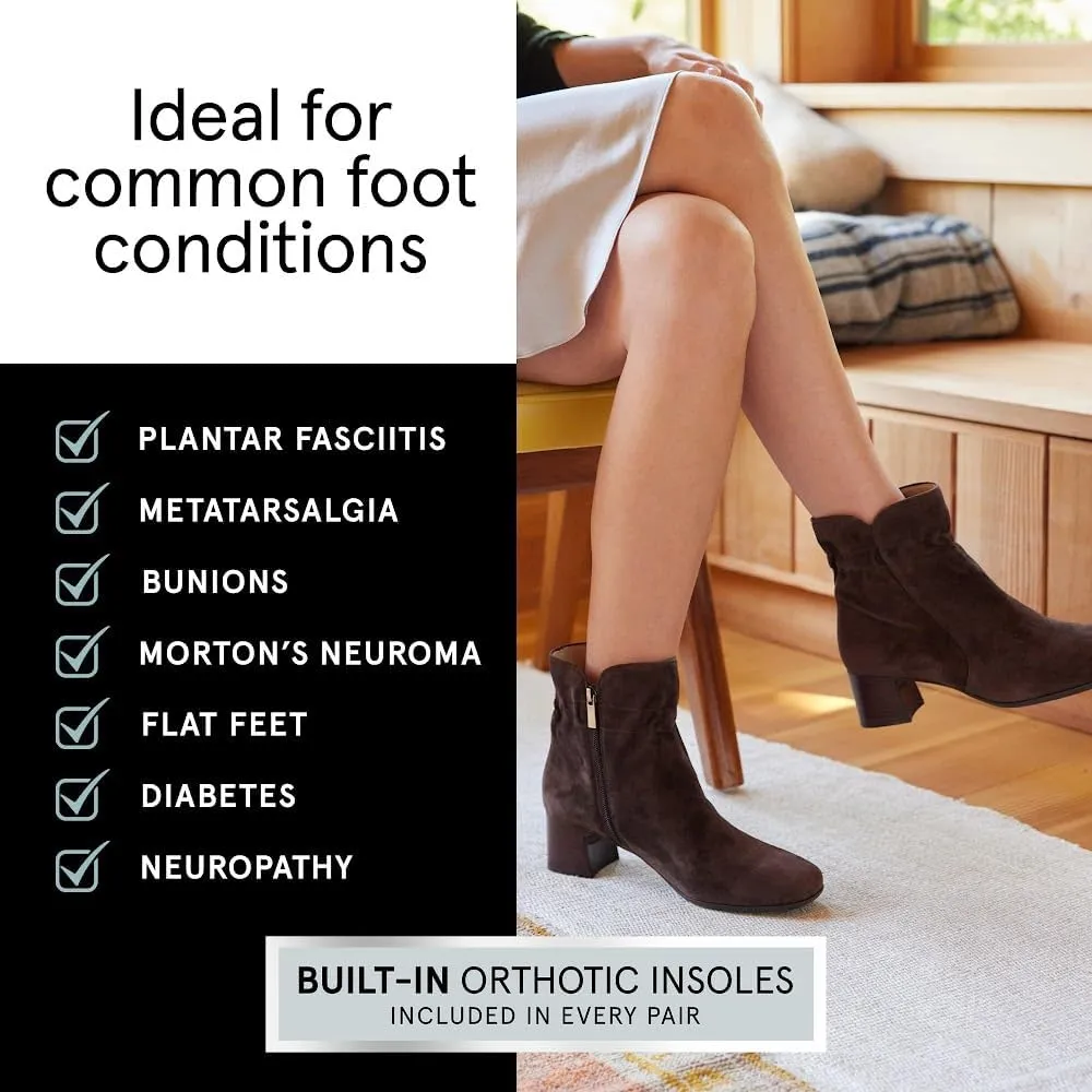 ABEO Avenue Mid Ankle Booties for Women | Fall Boots for Women | Water Resistant Leather | Built-In Orthotic Insole