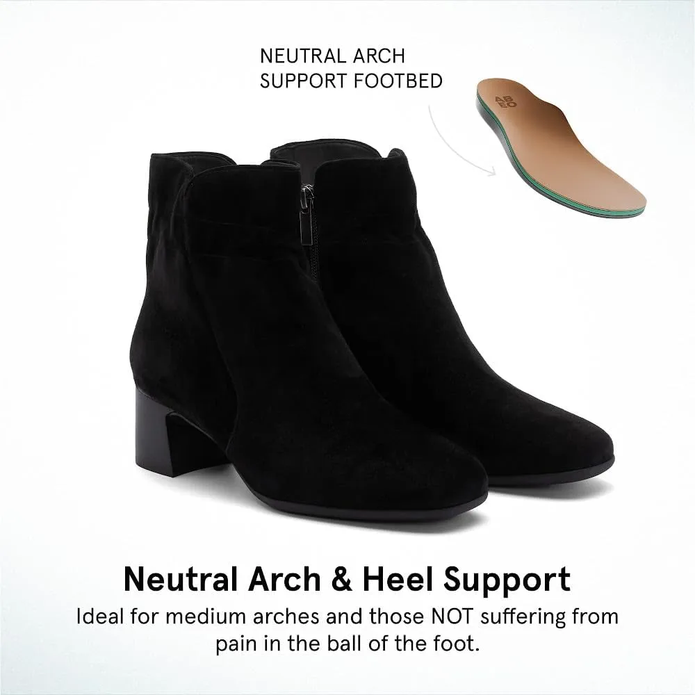 ABEO Avenue Mid Ankle Booties for Women | Fall Boots for Women | Water Resistant Leather | Built-In Orthotic Insole