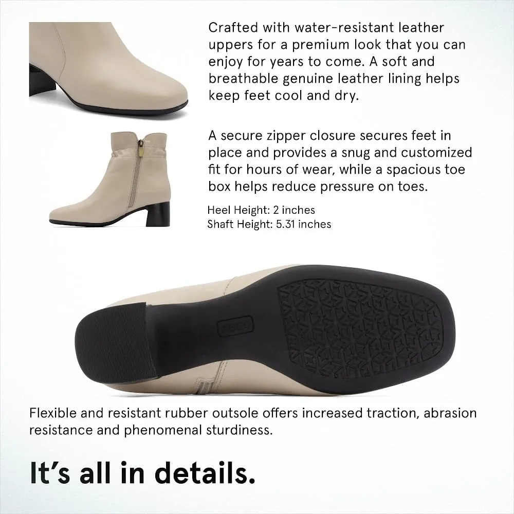 ABEO Avenue Mid Ankle Booties for Women | Fall Boots for Women | Water Resistant Leather | Built-In Orthotic Insole