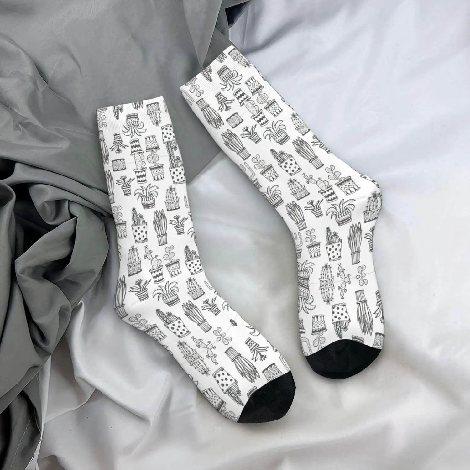 Adult Socks, Cactus Plants Print Winter Warm Wool Socks for Women, Soft Cozy Socks, Knit Boots Socks for Men