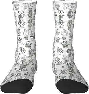 Adult Socks, Cactus Plants Print Winter Warm Wool Socks for Women, Soft Cozy Socks, Knit Boots Socks for Men