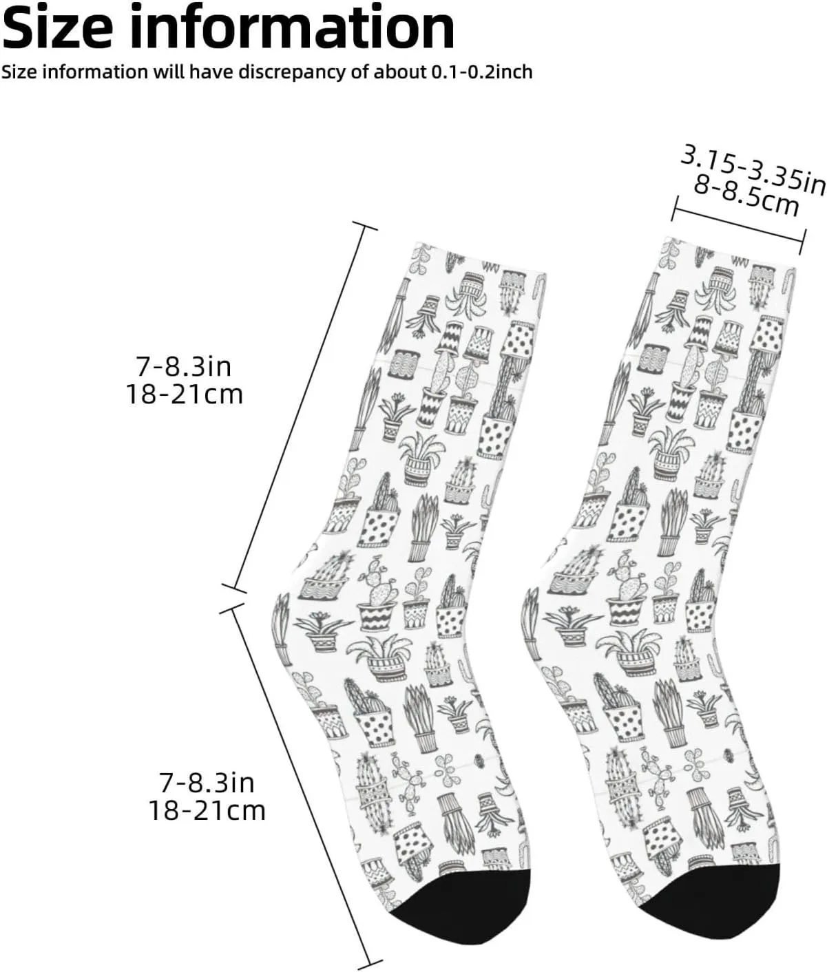 Adult Socks, Cactus Plants Print Winter Warm Wool Socks for Women, Soft Cozy Socks, Knit Boots Socks for Men