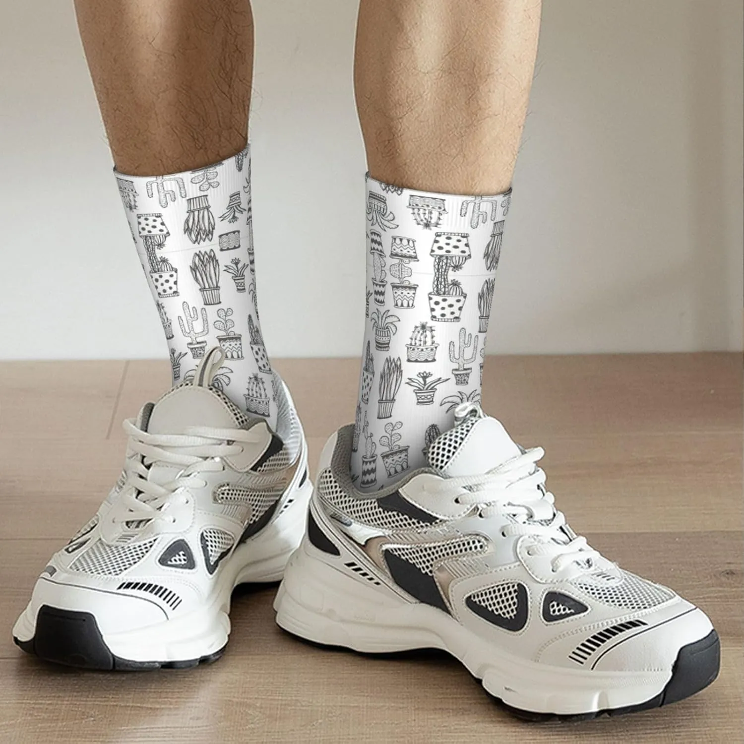 Adult Socks, Cactus Plants Print Winter Warm Wool Socks for Women, Soft Cozy Socks, Knit Boots Socks for Men