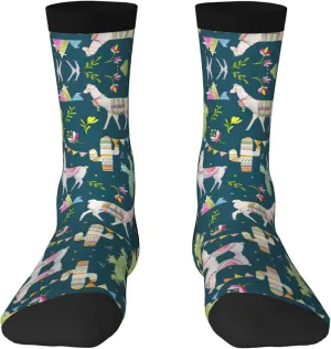 Adult Socks, Llama animal alpaca tropical cactus Print Winter Warm Wool Socks for Women, Soft Cozy Socks, Knit Boots Socks for Men