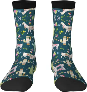 Adult Socks, Llama animal alpaca tropical cactus Print Winter Warm Wool Socks for Women, Soft Cozy Socks, Knit Boots Socks for Men