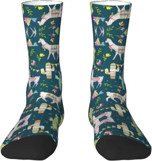 Adult Socks, Llama animal alpaca tropical cactus Print Winter Warm Wool Socks for Women, Soft Cozy Socks, Knit Boots Socks for Men