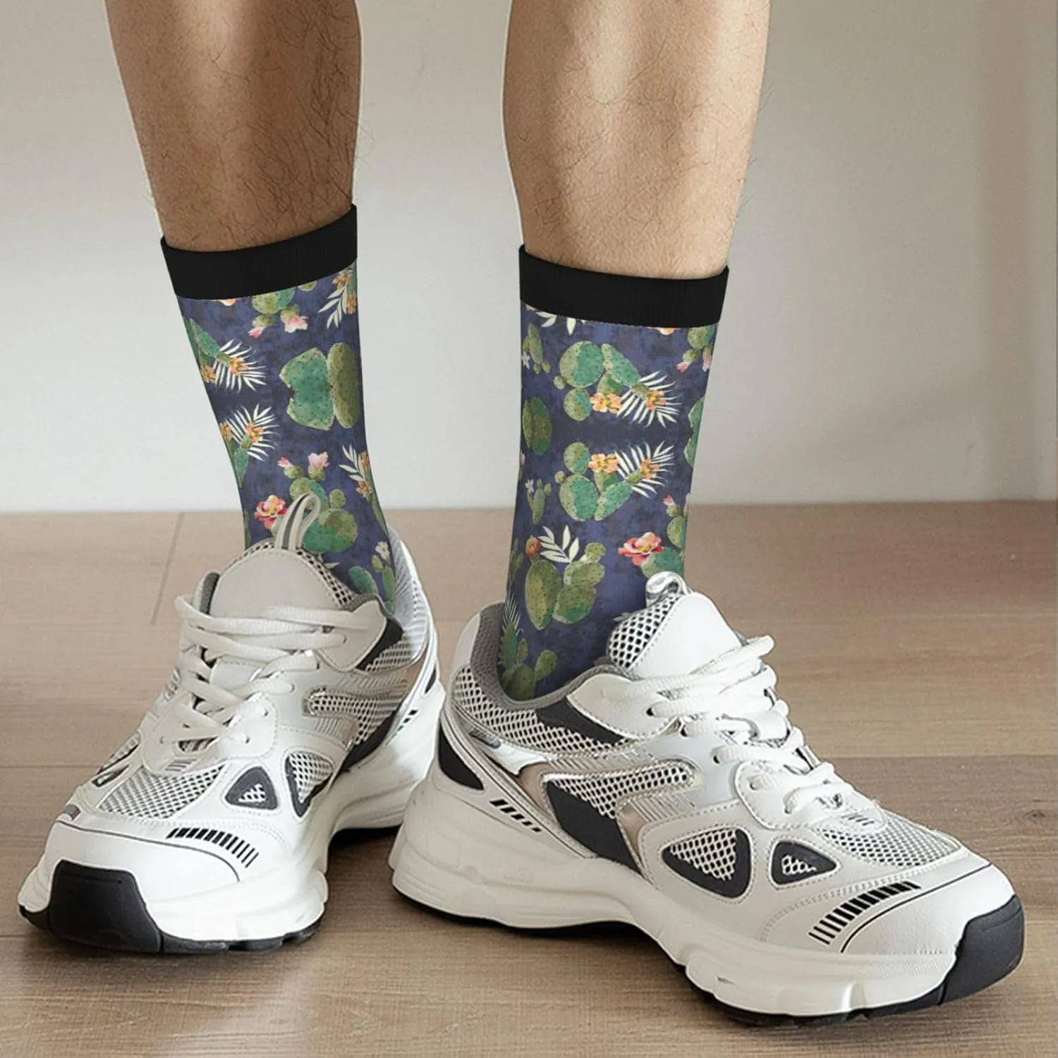Adult Socks, watercolour cactus Print Winter Warm Wool Socks for Women, Soft Cozy Socks, Knit Boots Socks for Men