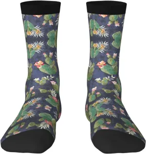 Adult Socks, watercolour cactus Print Winter Warm Wool Socks for Women, Soft Cozy Socks, Knit Boots Socks for Men