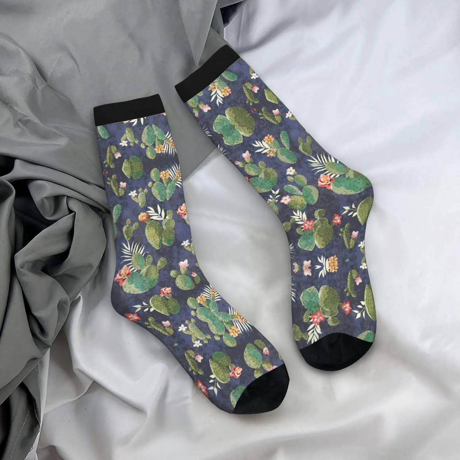 Adult Socks, watercolour cactus Print Winter Warm Wool Socks for Women, Soft Cozy Socks, Knit Boots Socks for Men