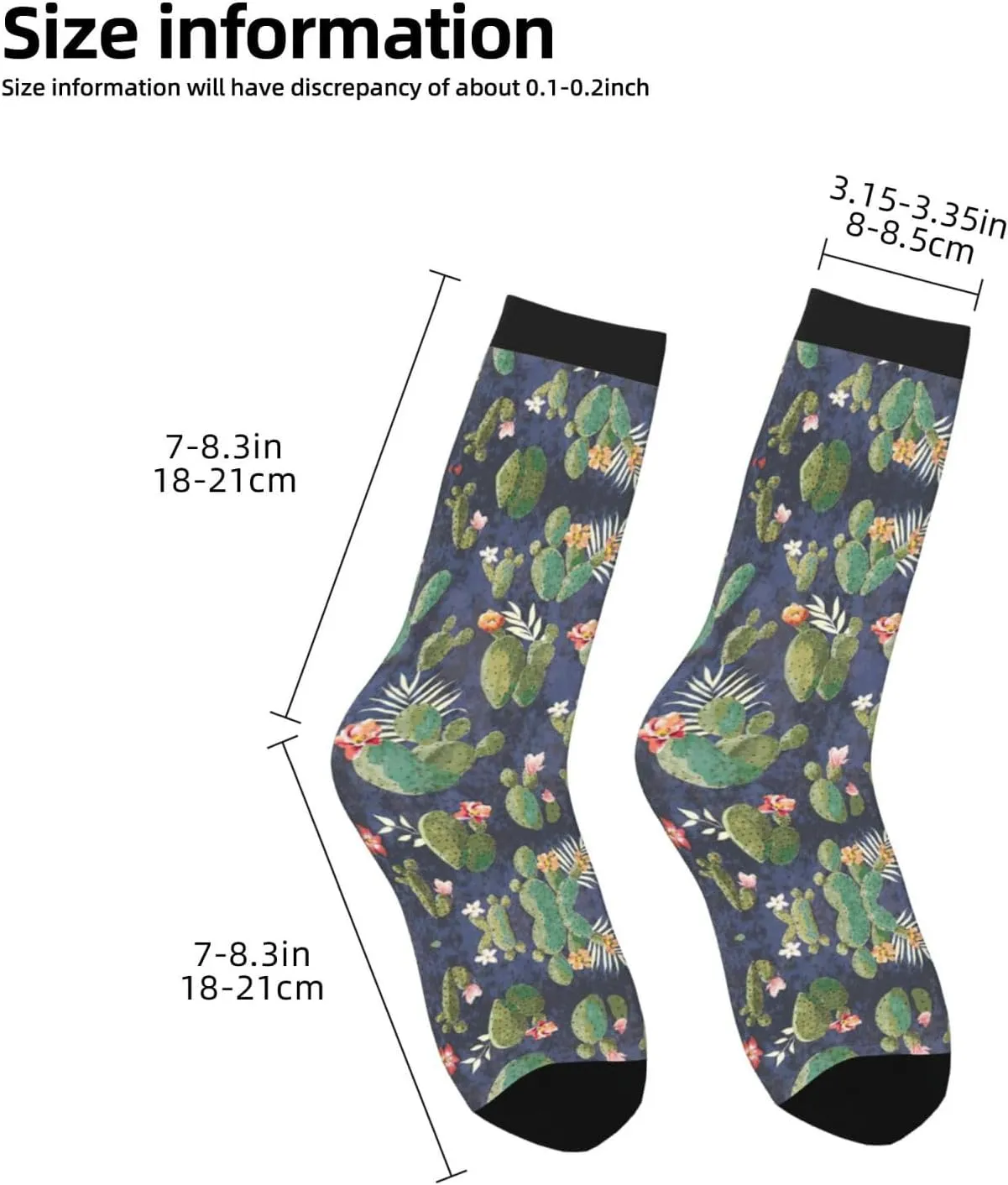 Adult Socks, watercolour cactus Print Winter Warm Wool Socks for Women, Soft Cozy Socks, Knit Boots Socks for Men
