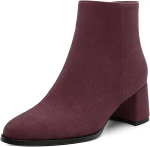 Ankle Boots for Women Low Heel Suede Wide Width Chunky Short Booties Comfortable Fashion Work Winter Boots 2 Inch
