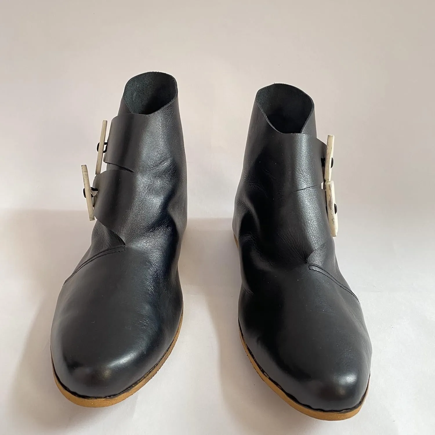 AnNafi® Viking Shoes | Roman Boot Double Toggle Boots | Medieval Viking SCA LARP Renaissance Fairs &Cosplay Footware BLACK (SIZE 10)