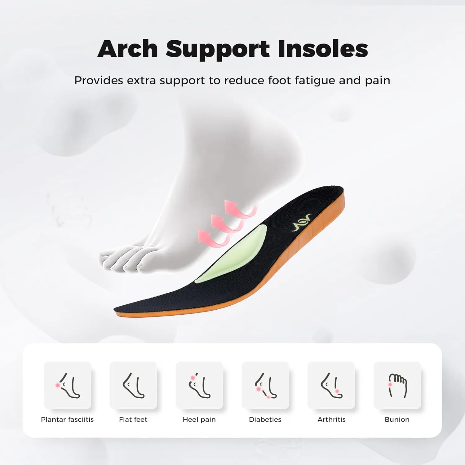 AOV Women Arch Support Walking Shoes Orthotic Tennis Sneakers for Plantar Fasciitis Air Athletic Running Shoes