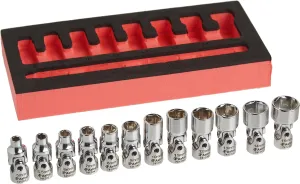 Astro Pneumatic Tool 7412 12-Piece 1/4" Drive Flex Socket Set - 6 Point - Metric