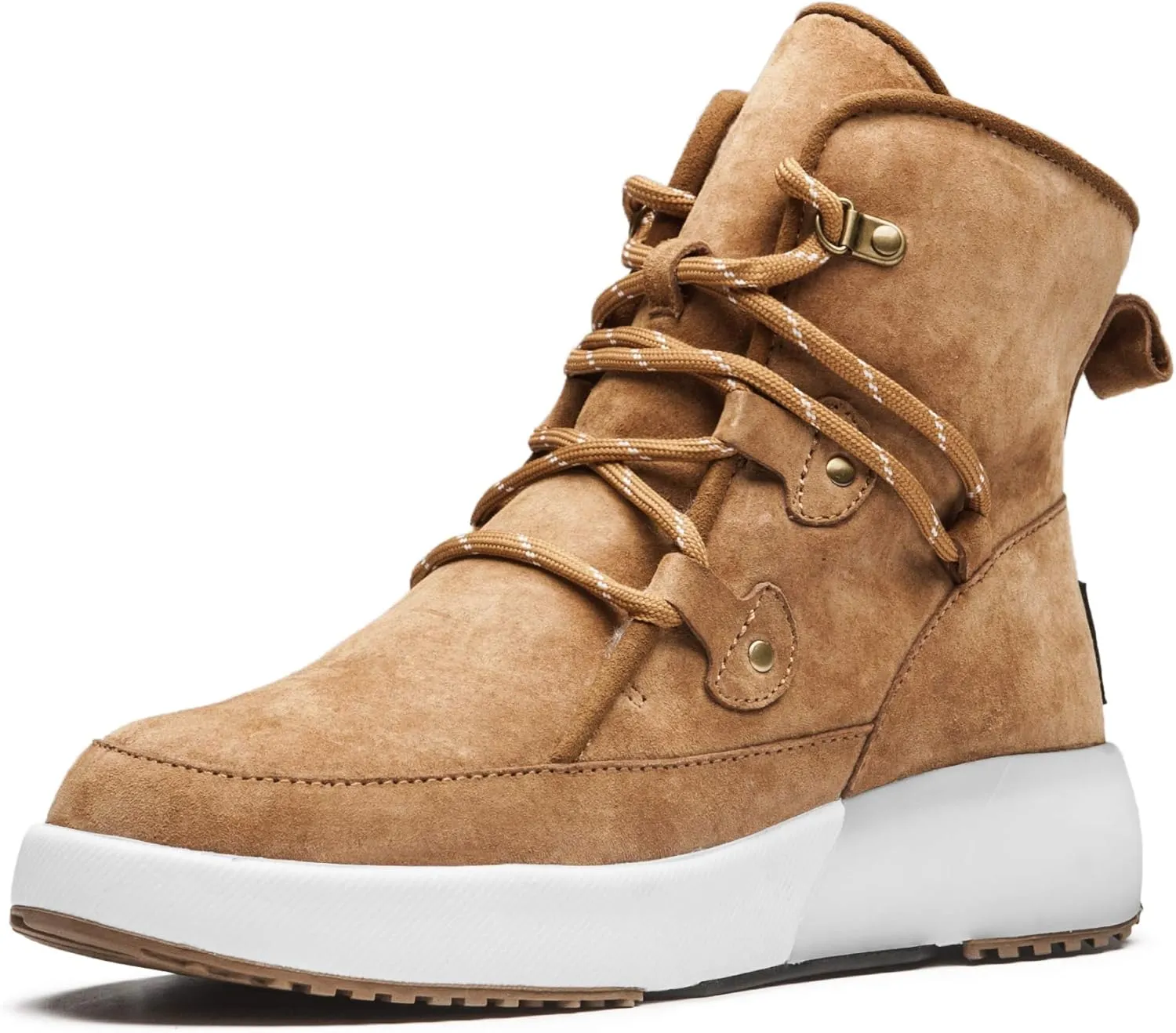 AUMU Taurus Leather Metal Buckle Brass Eyelets Suede Upper Laces Winter Snow Boots…