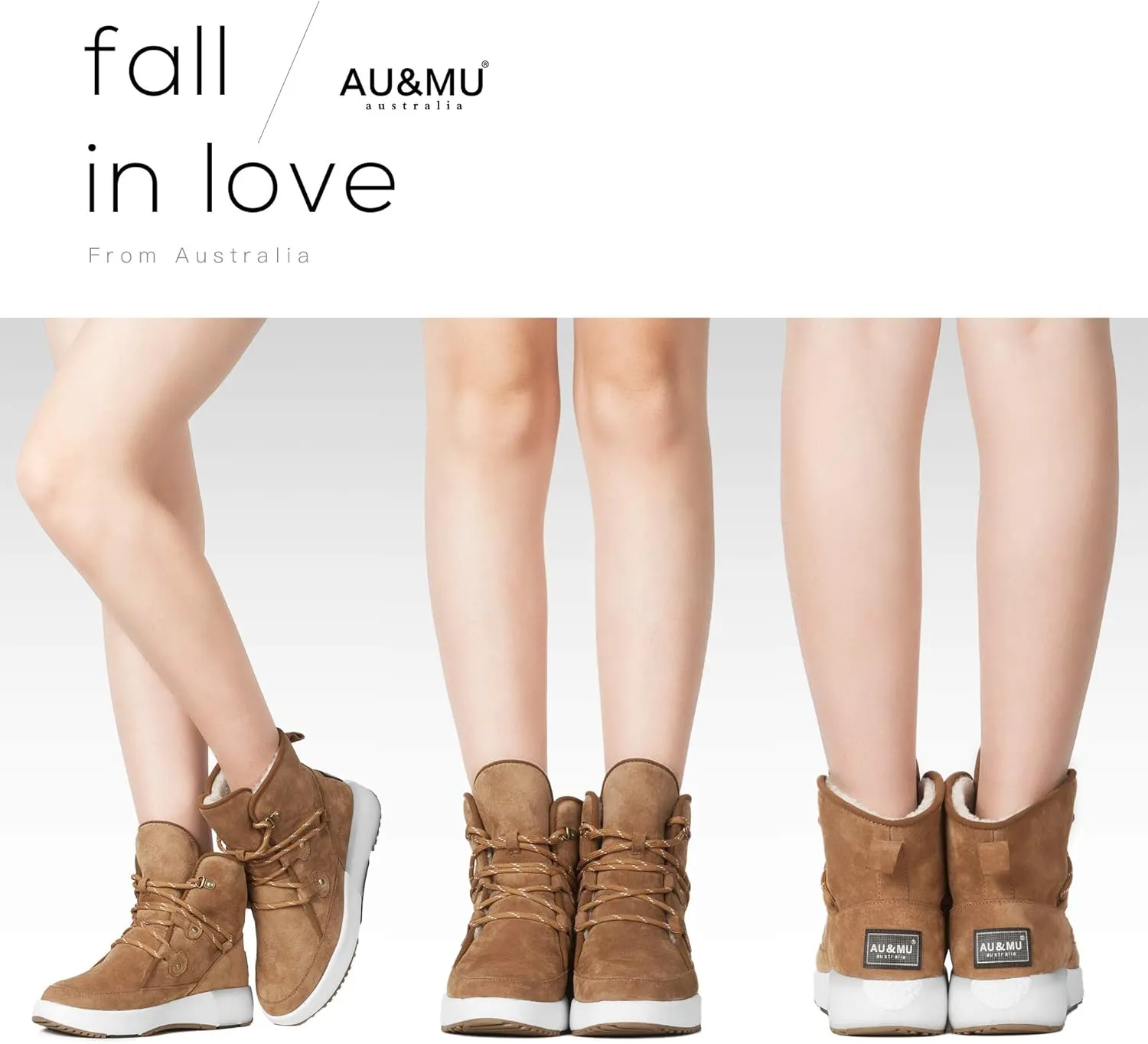 AUMU Taurus Leather Metal Buckle Brass Eyelets Suede Upper Laces Winter Snow Boots…