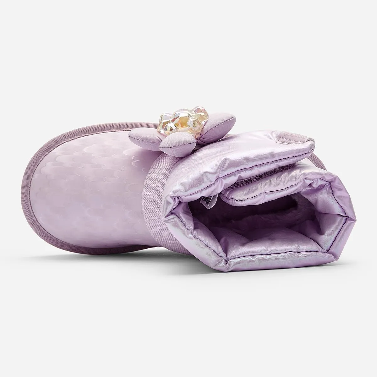 Balabala Girls Winter Snow Boots with Floral Design, Warm Cozy Anti-Slip Toddler Kids Snow Boots