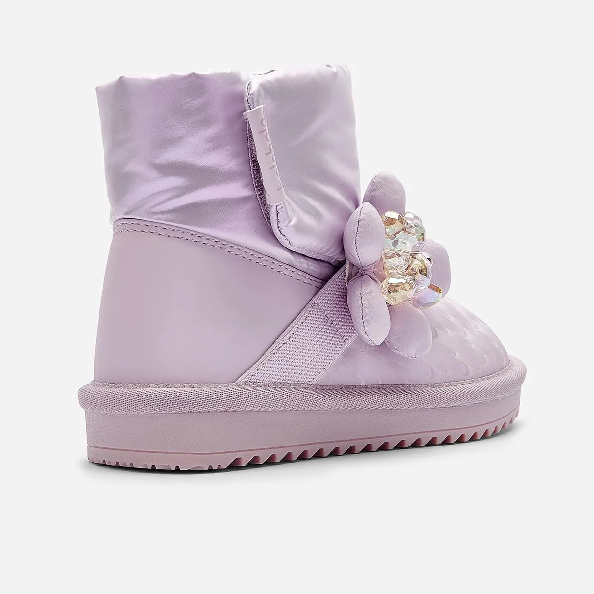 Balabala Girls Winter Snow Boots with Floral Design, Warm Cozy Anti-Slip Toddler Kids Snow Boots