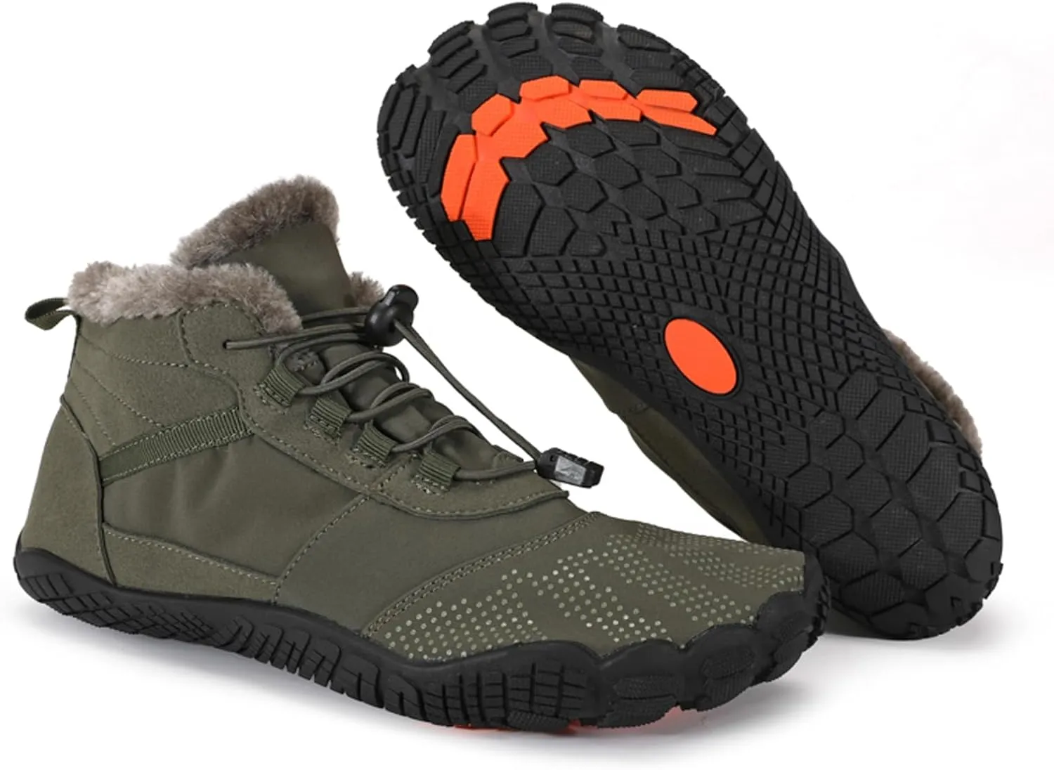 Barefoot Shoes Fur Lined Winter Mens Wide Toe Box Trail Runner Women Zero Drop Sole High top Walking Shoes Minimalist Outdoor Hiking Trekking Boots Sneakers