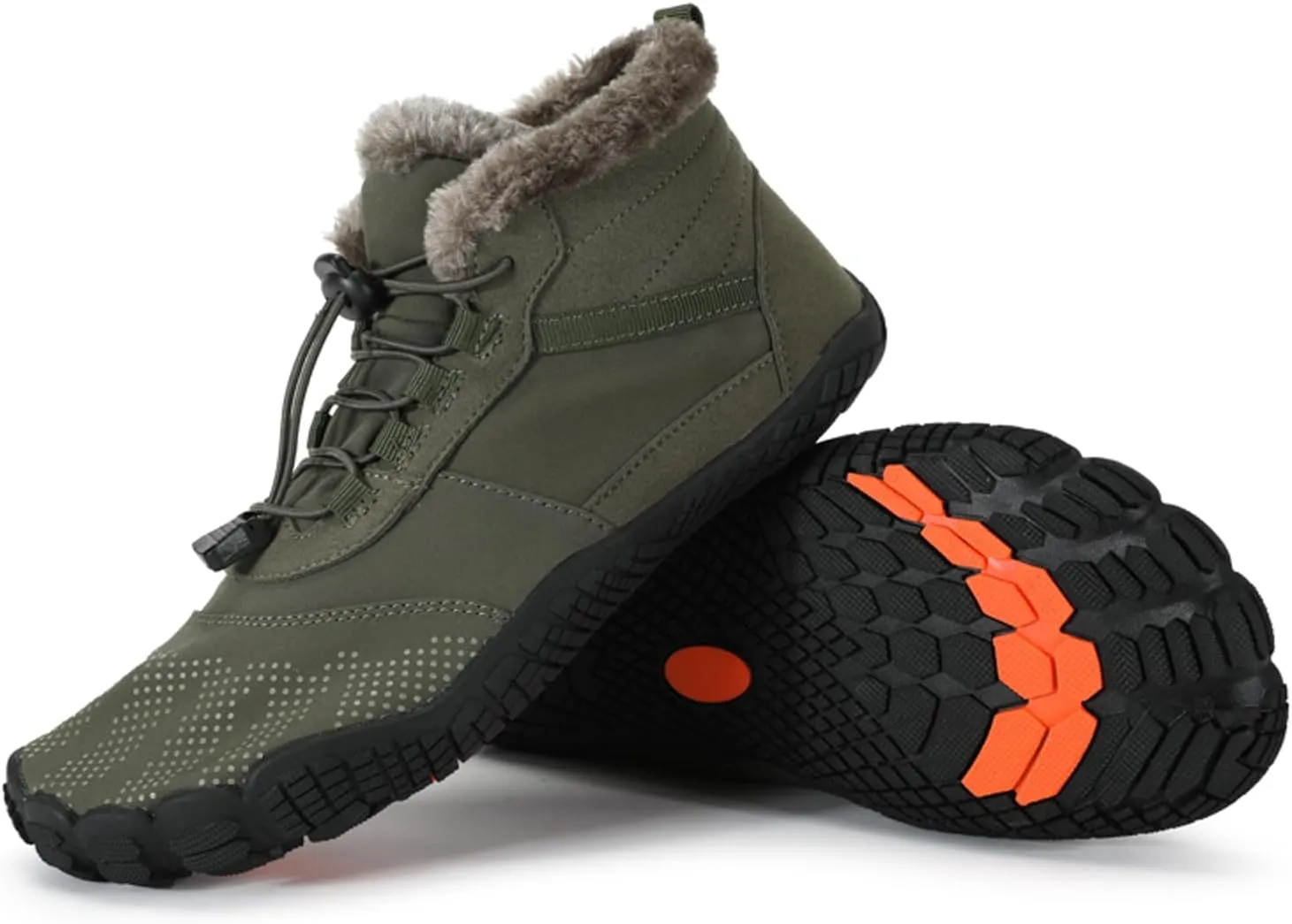 Barefoot Shoes Fur Lined Winter Mens Wide Toe Box Trail Runner Women Zero Drop Sole High top Walking Shoes Minimalist Outdoor Hiking Trekking Boots Sneakers