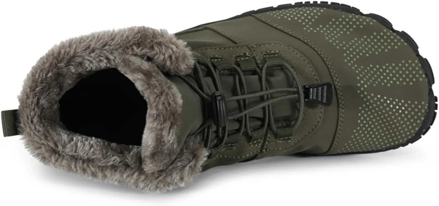Barefoot Shoes Fur Lined Winter Mens Wide Toe Box Trail Runner Women Zero Drop Sole High top Walking Shoes Minimalist Outdoor Hiking Trekking Boots Sneakers