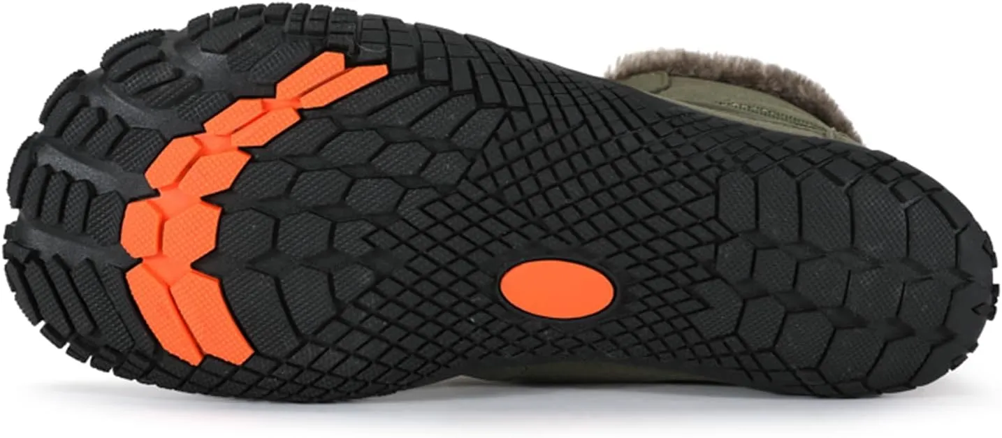 Barefoot Shoes Fur Lined Winter Mens Wide Toe Box Trail Runner Women Zero Drop Sole High top Walking Shoes Minimalist Outdoor Hiking Trekking Boots Sneakers