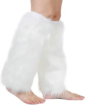 Barelove Women's Faux Fur Leg Warmers, Plush Soft Furry Fluffy Winter Long Boot Cuff Wrist Covers Boots Sleeves