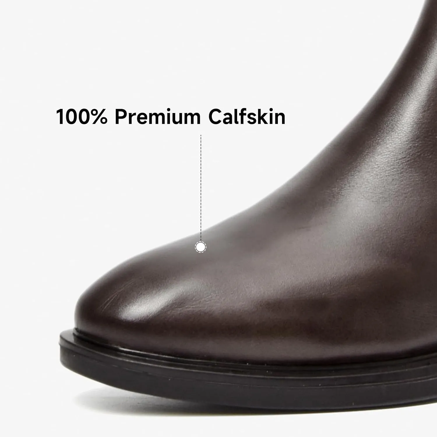 BEAU TODAY Knee High Boots for Women, Womens Genuine Leather Boots, Classic Low Block Heel Pointed Toe Fall Winter Boots