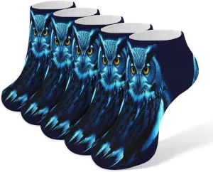 Blue Owl Casual Socks Soft Moisture-Wicking Socks Low Cut Invisible Liner Ankle Sock (5 Pairs)