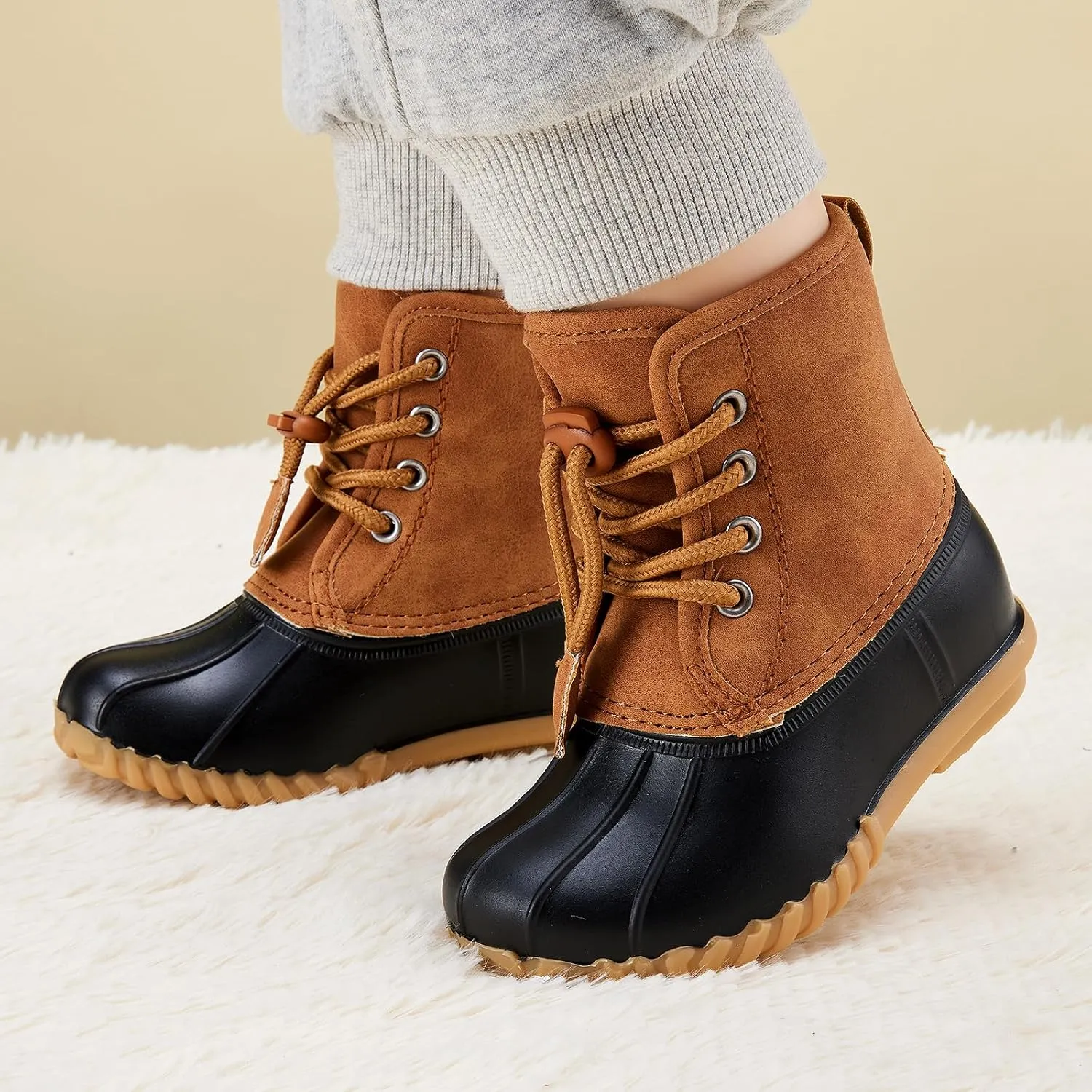BMCiTYBM Toddler Winter Boots Waterproof Duck Snow Boots Boys Girls High Top Outdoor Warm Shoes for Cold Weather (Toddler/Little Kids)