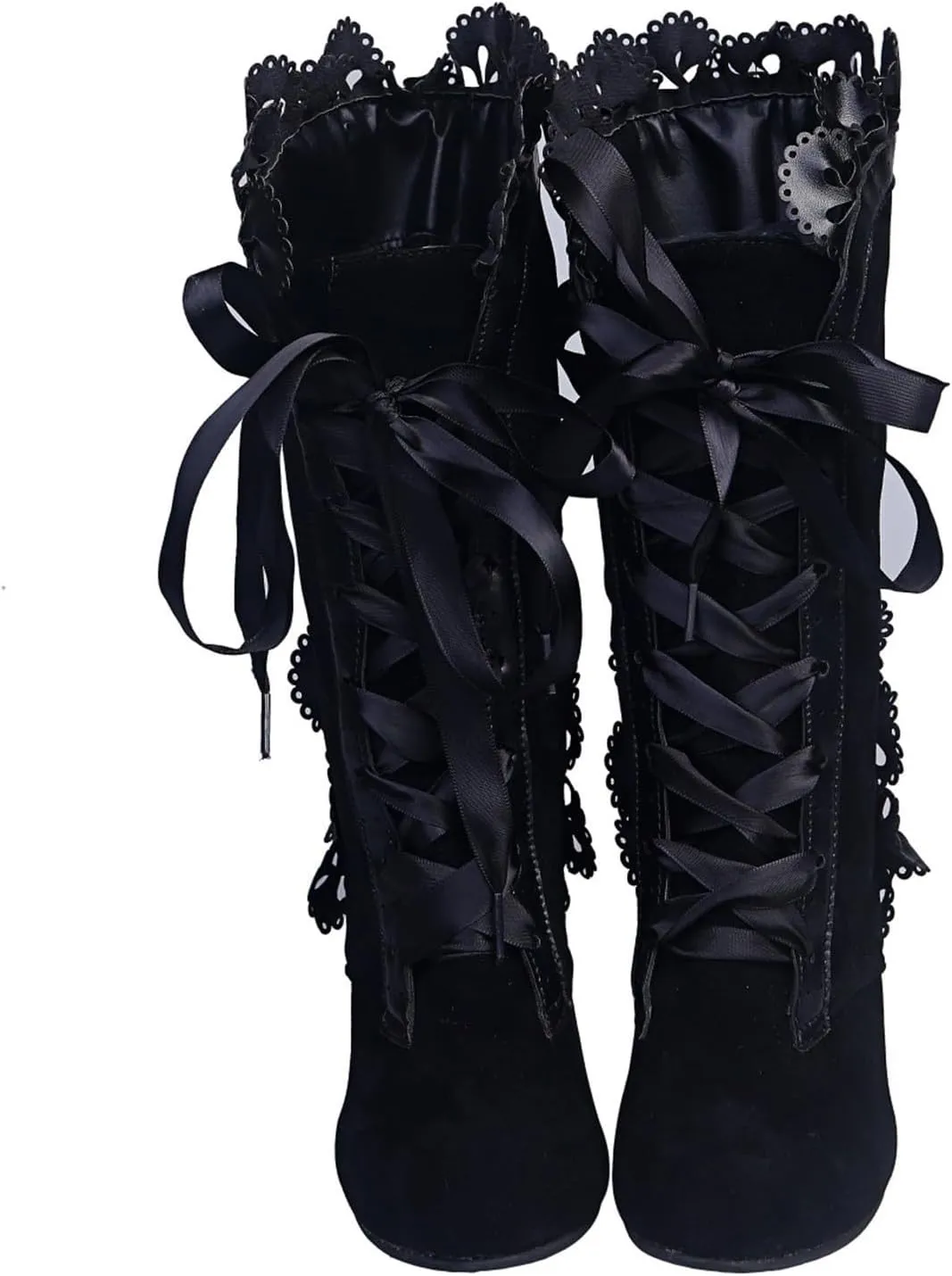 Boots for Women Victorian Casual Lace Up Renaissance Boots Mid Heels Vintage Boots Retro Halloween Cosplay Witch Shoes