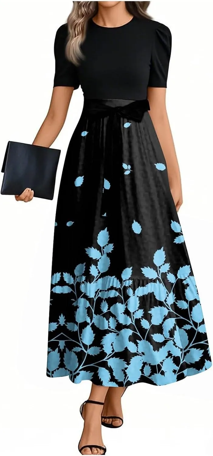 Bow Detail Maxi Dresses for Women 2025, High Waisted Spring Elegant Trendy Casual Beach Womens Sundresses
