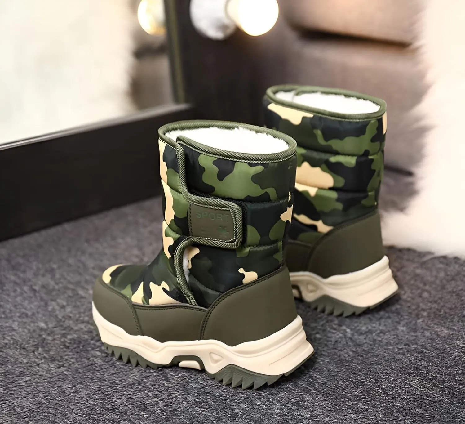 Boys Girls Snow Boots Winter Outdoor Waterproof Slip Resistant Cold Weather Shoes(Little Kid/Big Kid)