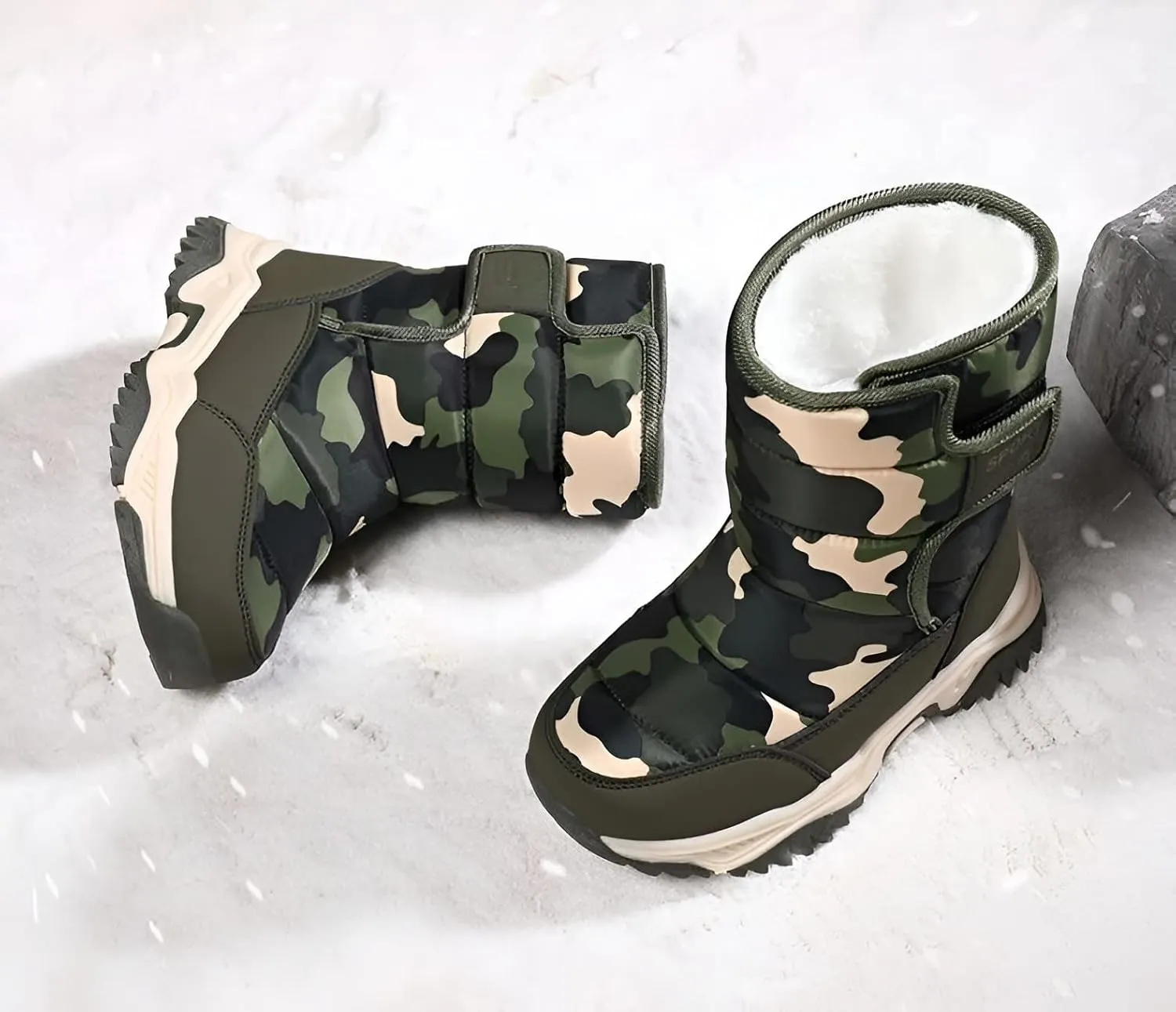 Boys Girls Snow Boots Winter Outdoor Waterproof Slip Resistant Cold Weather Shoes(Little Kid/Big Kid)