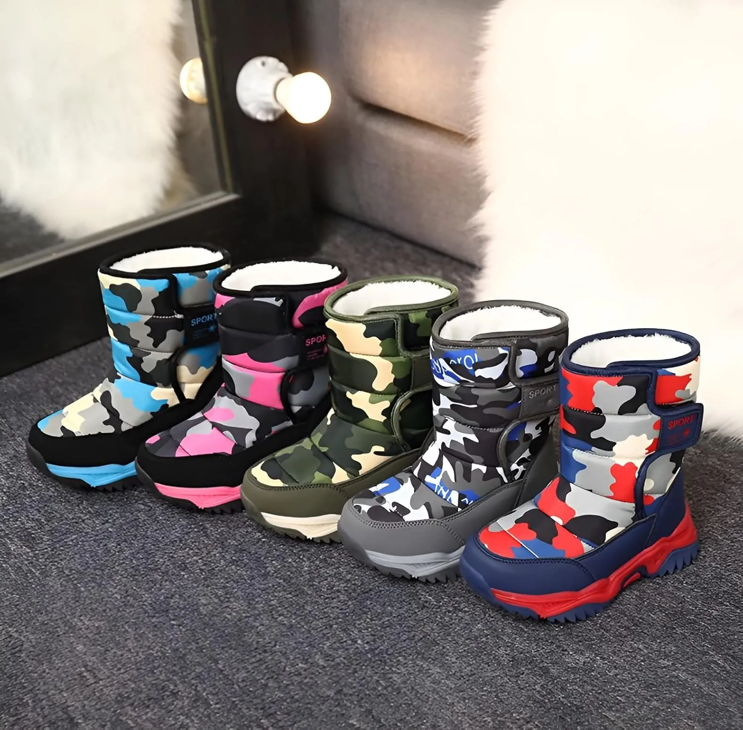Boys Girls Snow Boots Winter Outdoor Waterproof Slip Resistant Cold Weather Shoes(Little Kid/Big Kid)