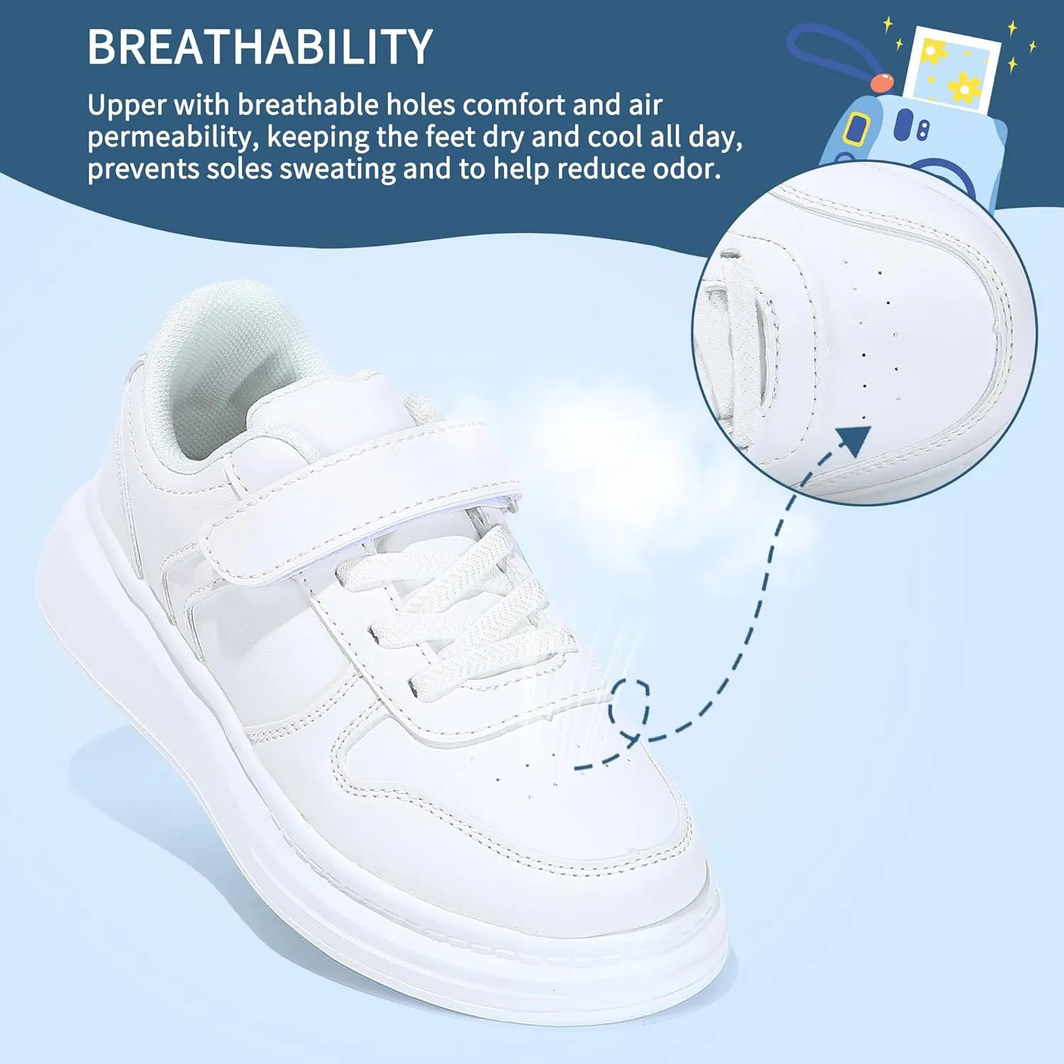 Boys Girls Toddler Shoes Tennis Hook & Loop Breathable Lightweight Sneakers (Size 9-3)