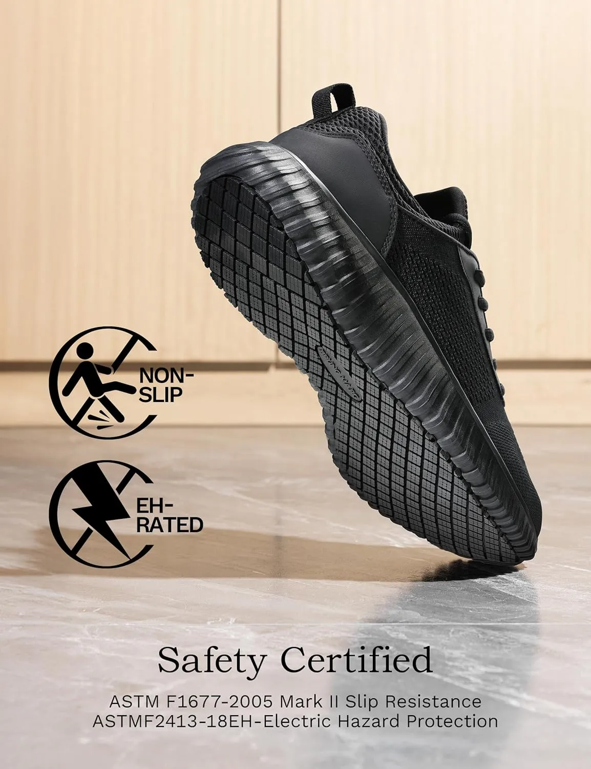Bruno Marc Men's Non Slip Work Shoes Walking Zapatos Trabajo Black & Lightweight Food Service Chef Kitchen Restaurant Resistant Sneakers