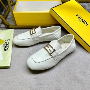 BUCKLE FENDI LAMBSKIN WHITE High-performance Guaranteed security FENDI GOLD LOAFERS IN