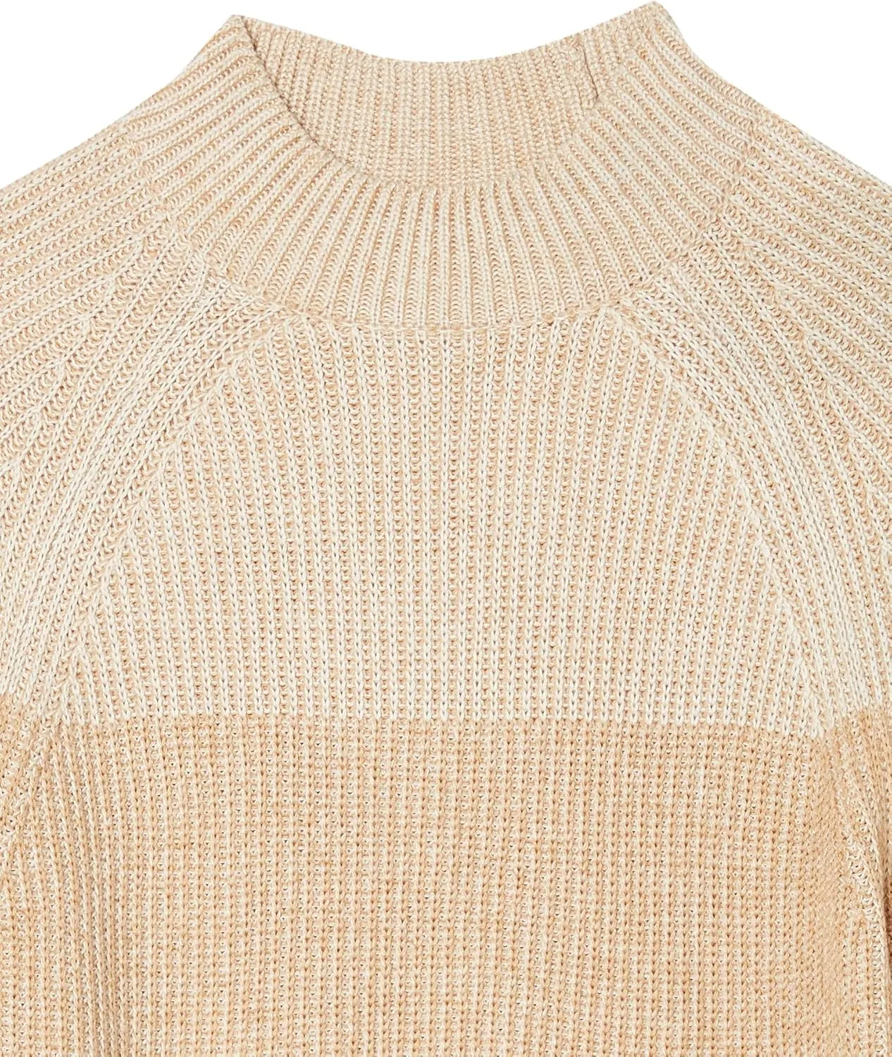 Cable Stitch Women's Two Tone Mock Neck Sweater - Raglan Long Sleeve Colorblock Pullover Rib-Knit Top