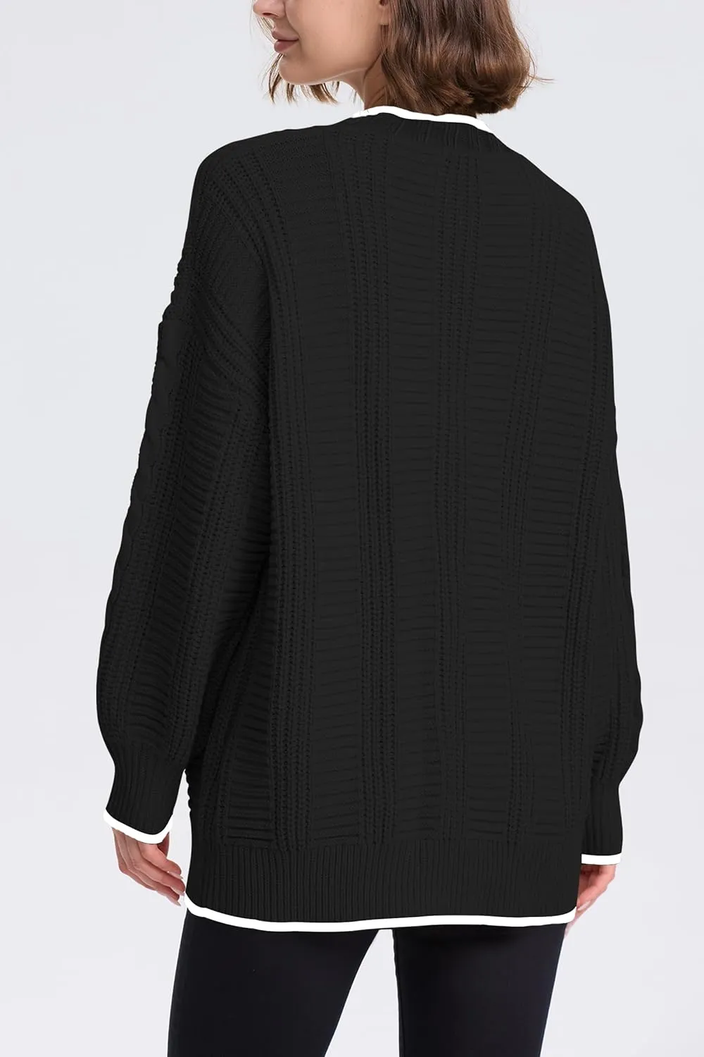 Cakulo Womens Oversized Chunky Cable Knit Cardigan Sweaters 2024 Fall Open Front Button Women Cardigans Pocket