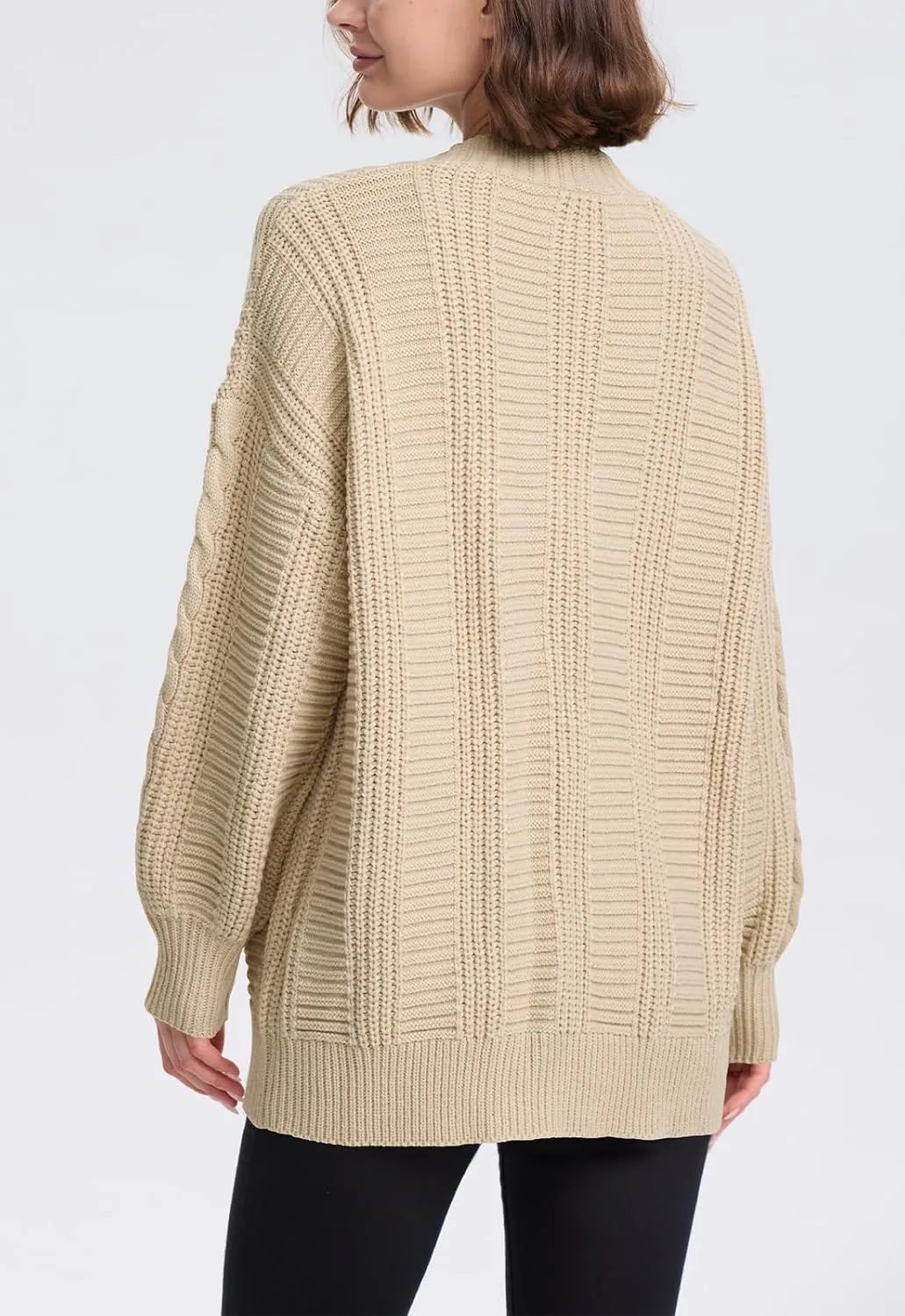 Cakulo Womens Oversized Chunky Cable Knit Cardigan Sweaters 2024 Fall Open Front Button Women Cardigans Pocket
