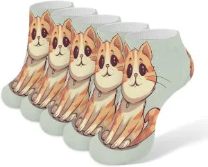 Cartoon Of A Cat Casual Socks Soft Moisture-Wicking Socks Low Cut Invisible Liner Ankle Sock (5 Pairs)