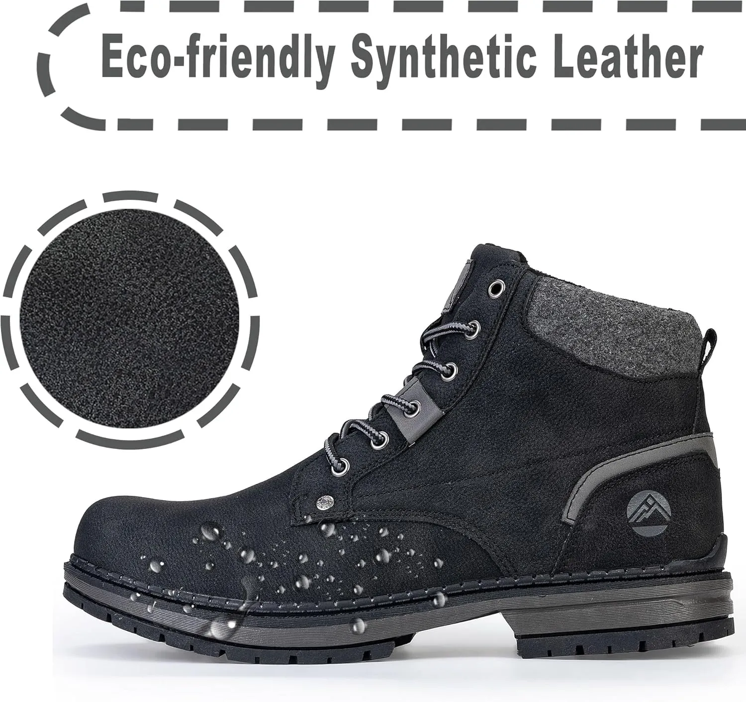 CC-Los Men's Winter Snow Boots with Sherpa Fleece Lining Waterproof Slip-Resistant Insulated Size 7.5-14
