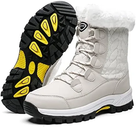 CERYTHRINA Women's Waterproof Snow Boots Winter Mid Calf Booties Warm Fur Lining Winter Shoes