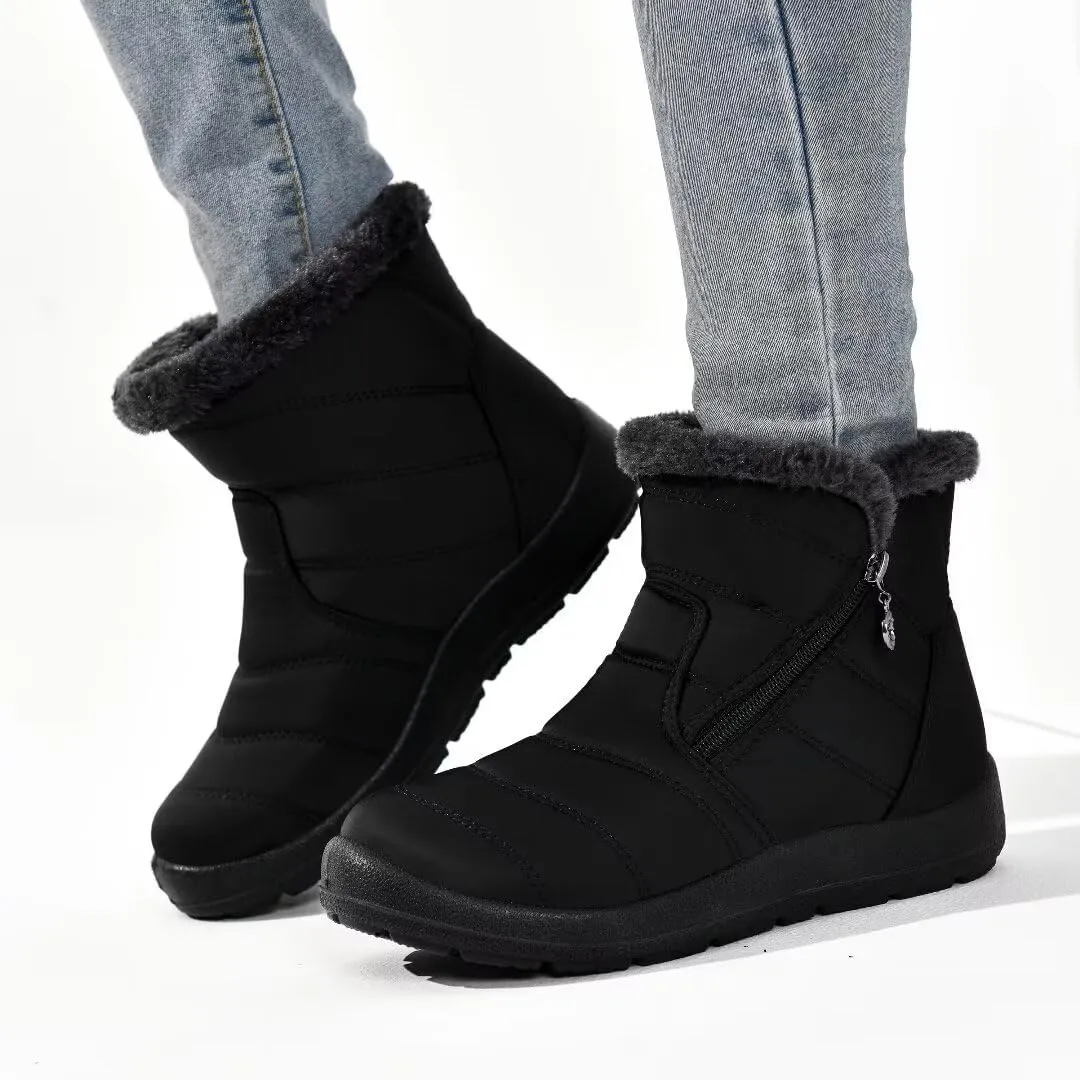 Cheval Winter Snow Zip Up Boots for Women, Fur Lined Warm Ankle Booties, Outdoor Anti-slip Waterproof Comfortable Short Boot, Botas De Invierno Para Mujert