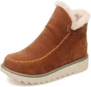Classic Warm Ankle Snow Booties with Fur Lining Winter Women's Waterproof Lightweight Anti Slip Ankle Snow Boots