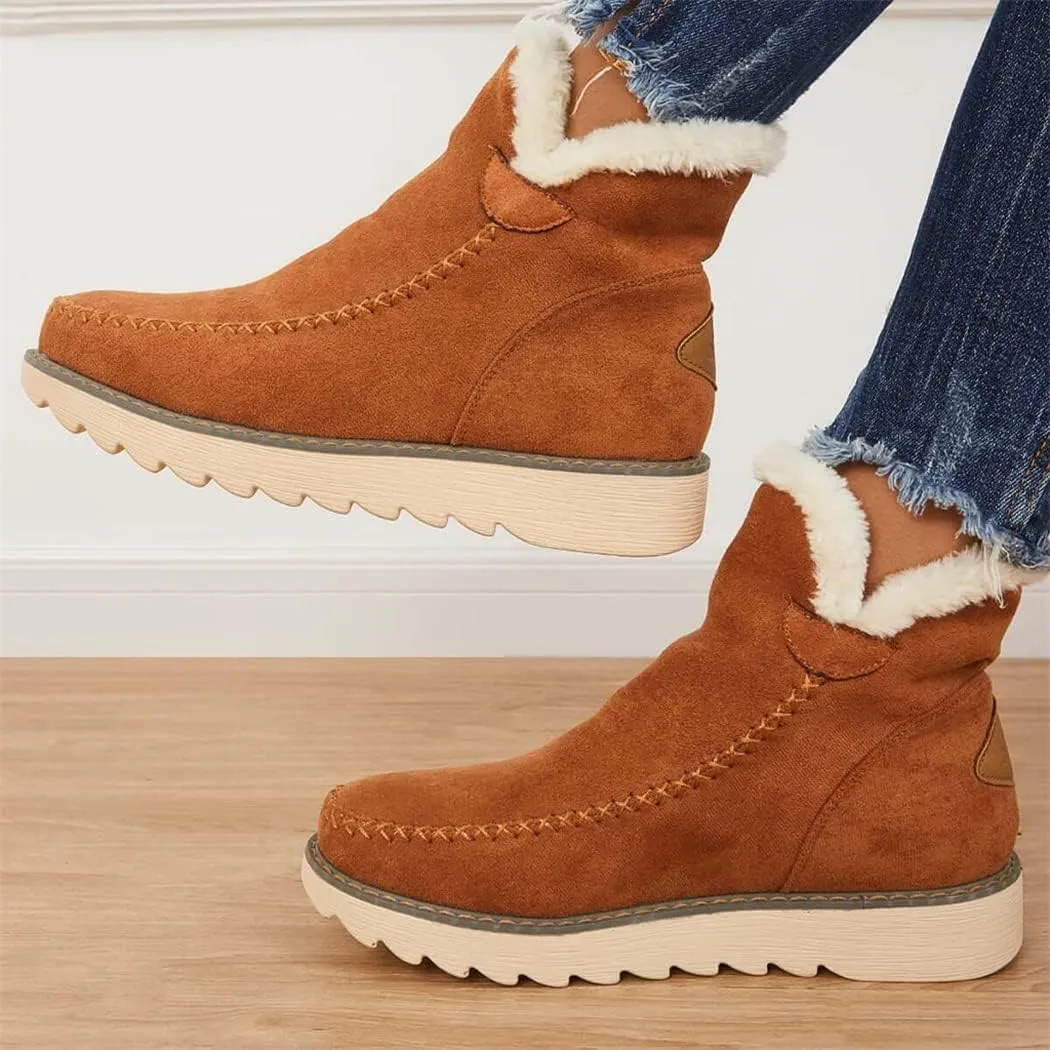 Classic Warm Ankle Snow Booties with Fur Lining Winter Women's Waterproof Lightweight Anti Slip Ankle Snow Boots